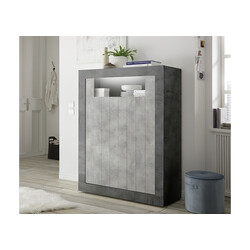 Kummut URBINO tumehall / betoon, 110x42xH144 cm, LED