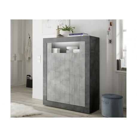 Kummut URBINO tumehall / betoon, 110x42xH144 cm, LED