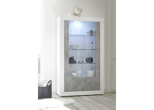 Vitriinkapp URBINO valge läige / betoon, 110x42xH191 cm, LED