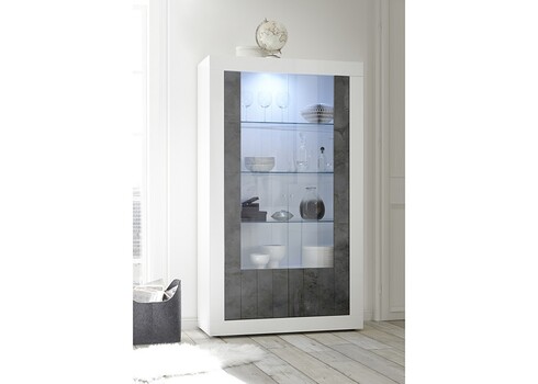 Vitriinkapp URBINO valge läige / tumehall, 110x42xH191 cm, LED