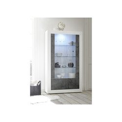 Vitriinkapp URBINO valge läige / tumehall, 110x42xH191 cm, LED