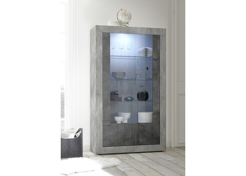 Vitriinkapp URBINO betoon / tumehall, 110x42xH191 cm, LED