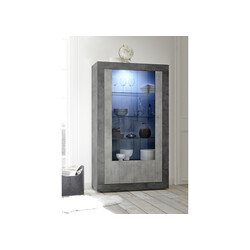 Vitriinkapp URBINO tumehall / betoon, 110x42xH191 cm, LED