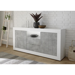 Kummut URBINO valge läige / betoon, 184x42xH86 cm, LED