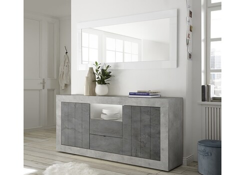 Kummut URBINO betoon / tumehall, 184x42xH86 cm, LED