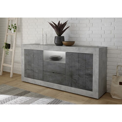 Kummut URBINO betoon / tumehall, 184x42xH86 cm, LED
