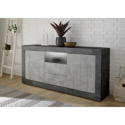 Kummut URBINO tumehall / betoon, 184x42xH86 cm, LED