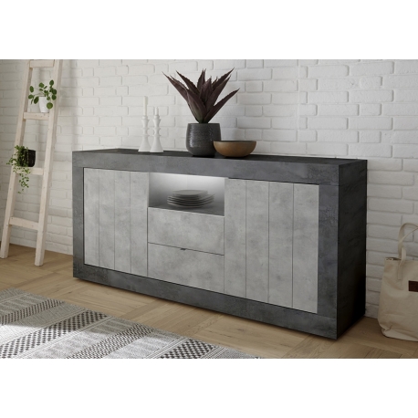 Kummut URBINO tumehall / betoon, 184x42xH86 cm, LED