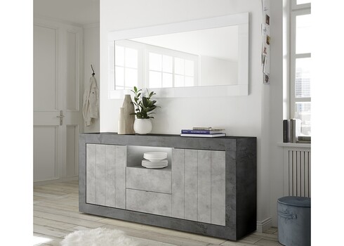 Kummut URBINO tumehall / betoon, 184x42xH86 cm, LED