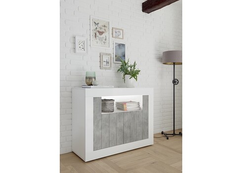 Kummut URBINO valge läige / betoon, 110x42xH86 cm, LED