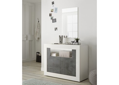 Kummut URBINO valge läige / tumehall, 110x42xH86 cm, LED