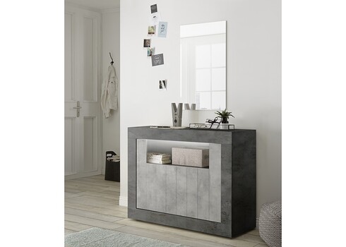 Kummut URBINO tumehall / betoon, 110x42xH86 cm, LED