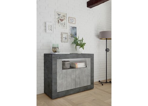 Kummut URBINO tumehall / betoon, 110x42xH86 cm, LED