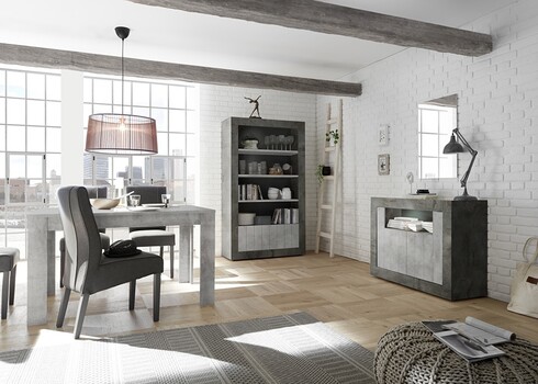 Kummut URBINO tumehall / betoon, 110x42xH86 cm, LED