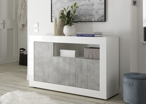 Kummut URBINO valge läige / betoon, 138x42xH86 cm, LED