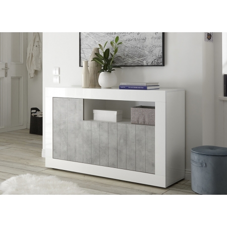 Kummut URBINO valge läige / betoon, 138x42xH86 cm, LED