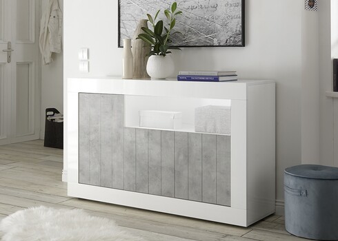 Kummut URBINO valge läige / betoon, 138x42xH86 cm, LED