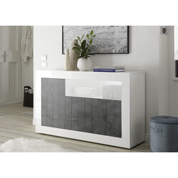 Kummut URBINO valge läige / tumehall, 138x42xH86 cm, LED