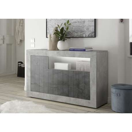 Kummut URBINO betoon / tumehall, 138x42xH86 cm, LED