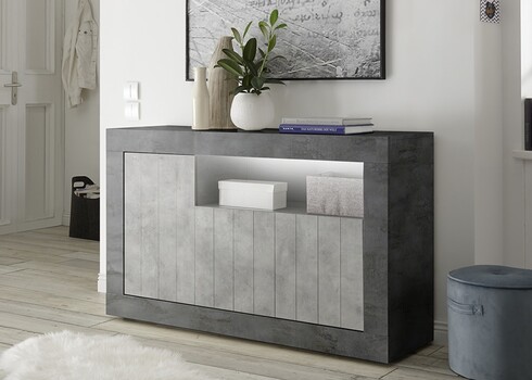 Kummut URBINO tumehall / betoon, 138x42xH86 cm, LED