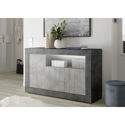 Kummut URBINO tumehall / betoon, 138x42xH86 cm, LED