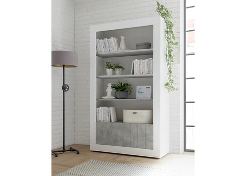 Riiul URBINO valge läige / betoon, 110x42xH191 cm, LED