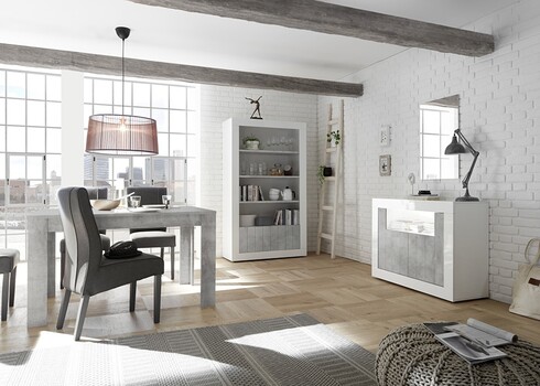 Riiul URBINO valge läige / betoon, 110x42xH191 cm, LED