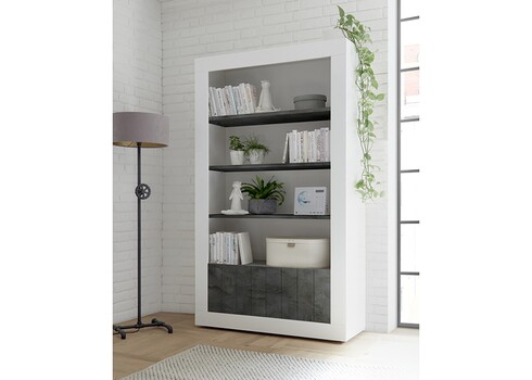 Riiul URBINO valge läige / tumehall, 110x42xH191 cm, LED