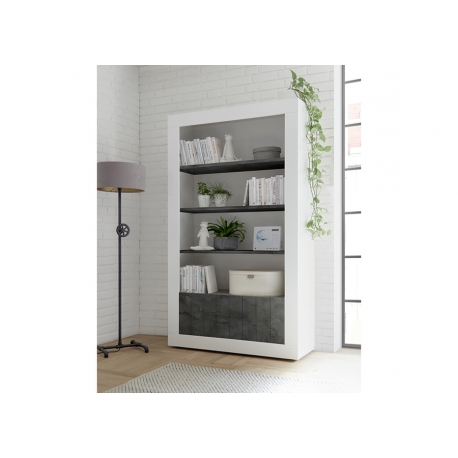 Riiul URBINO valge läige / tumehall, 110x42xH191 cm, LED