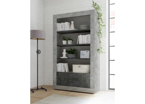 Riiul URBINO betoon / tumehall, 110x42xH191 cm, LED