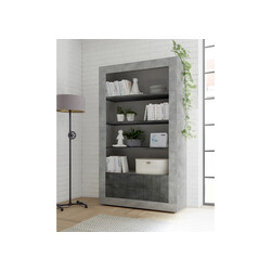 Riiul URBINO betoon / tumehall, 110x42xH191 cm, LED