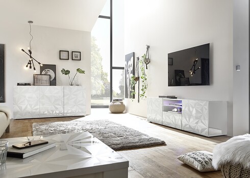 Tv-alus PRISMA valge läige, 181x42xH57 cm, LED