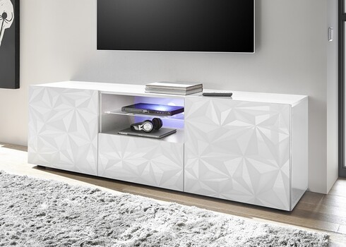 Tv-alus PRISMA valge läige, 181x42xH57 cm, LED