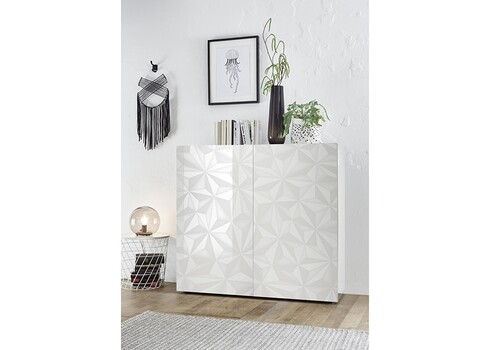 Kummut PRISMA valge läige, 121x42xH111 cm