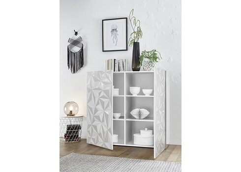 Kummut PRISMA valge läige, 121x42xH111 cm