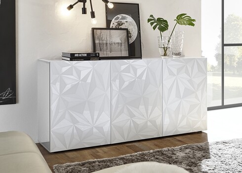 Kummut PRISMA valge läige, 181x42xH84 cm