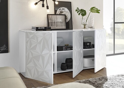 Kummut PRISMA valge läige, 181x42xH84 cm