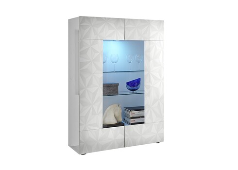 Vitriinkapp PRISMA valge läige, 121x42xH166 cm, LED