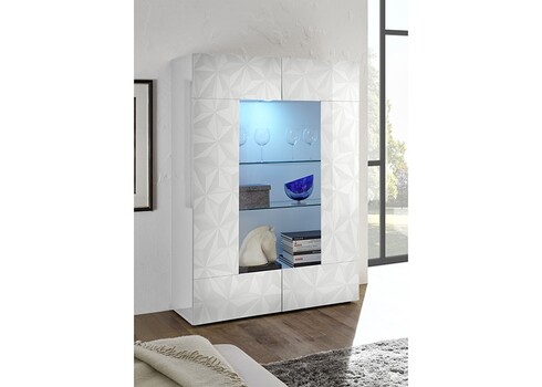 Vitriinkapp PRISMA valge läige, 121x42xH166 cm, LED
