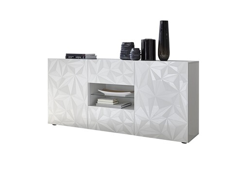 Kummut PRISMA valge läige, 181x42xH84 cm, LED