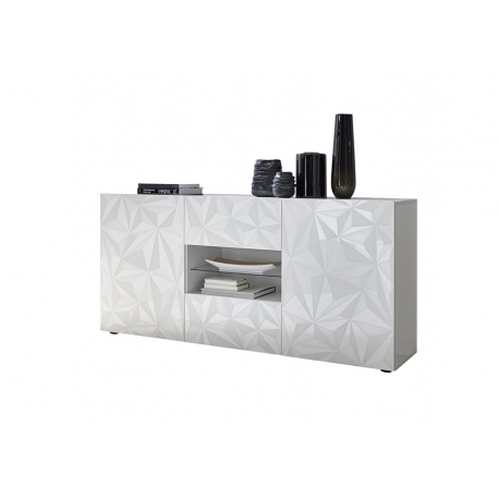 Kummut PRISMA valge läige, 181x42xH84 cm, LED