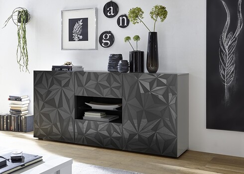 Kummut PRISMA antratsiit läige, 181x42xH84 cm, LED