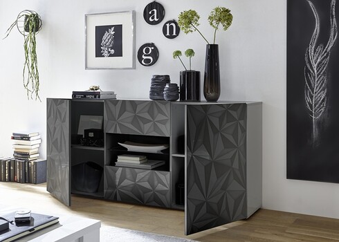 Kummut PRISMA antratsiit läige, 181x42xH84 cm, LED