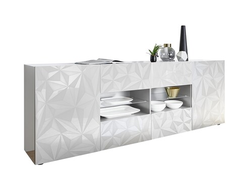 Kummut PRISMA valge läige, 241x42xH84 cm, LED