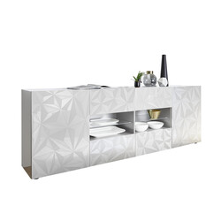 Kummut PRISMA valge läige, 241x42xH84 cm, LED