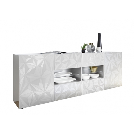 Kummut PRISMA valge läige, 241x42xH84 cm, LED