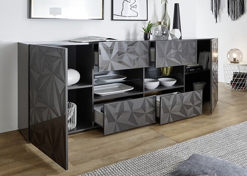 Kummut PRISMA antratsiit läige, 241x42xH84 cm, LED