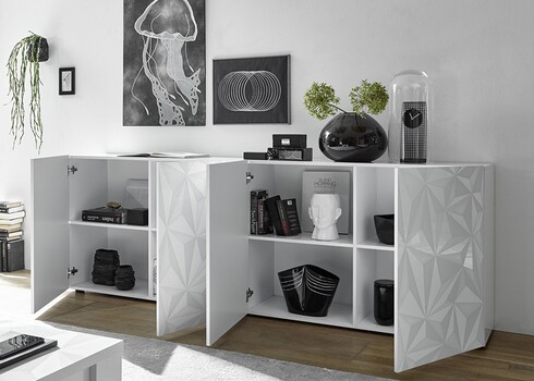 Kummut PRISMA valge läige, 241x42xH84 cm, LED