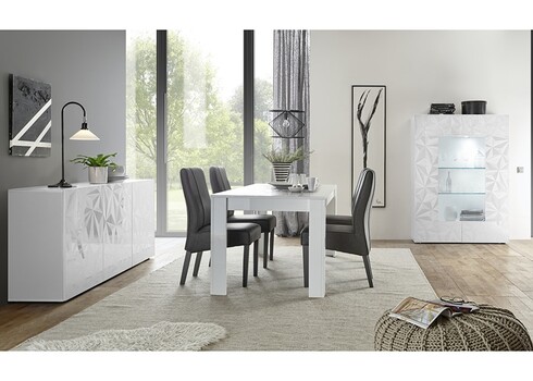 Söögilaud PRISMA valge läige, 180x90xH79 cm