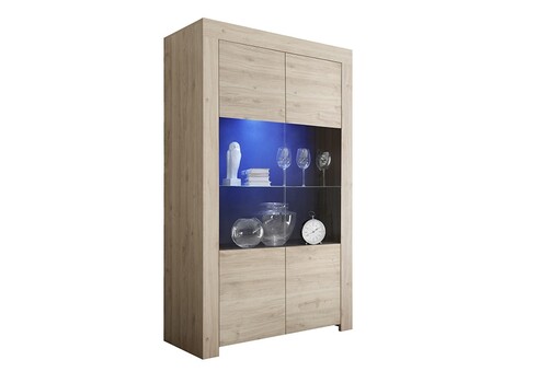 Vitriinkapp FIRENZE tamm Cadiz, 110x42xH186 cm, LED